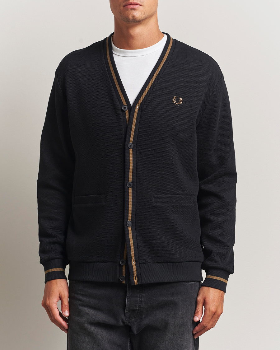 Herren | Pullover | Fred Perry | Tipped Pique Textured Cardigan Black