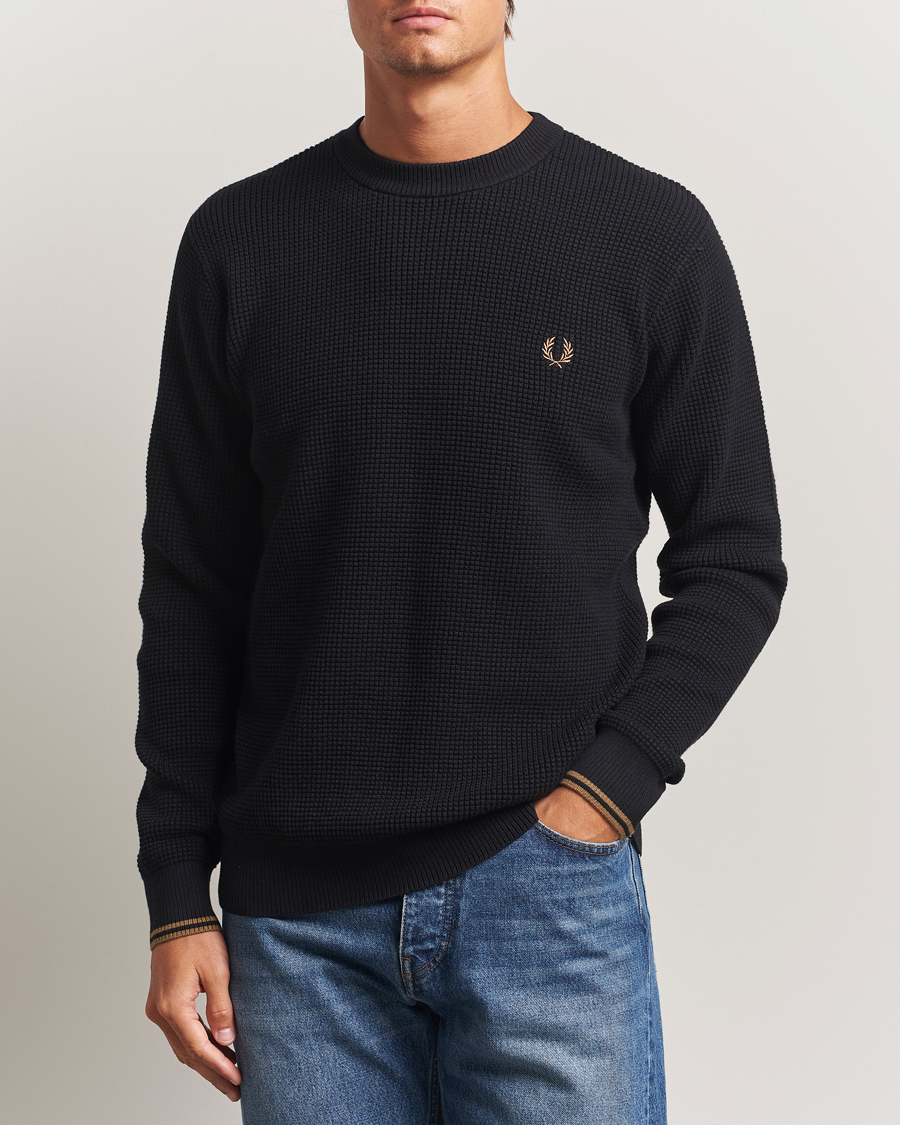 Herren | Pullover | Fred Perry | Waffle Stitch Jumper Black