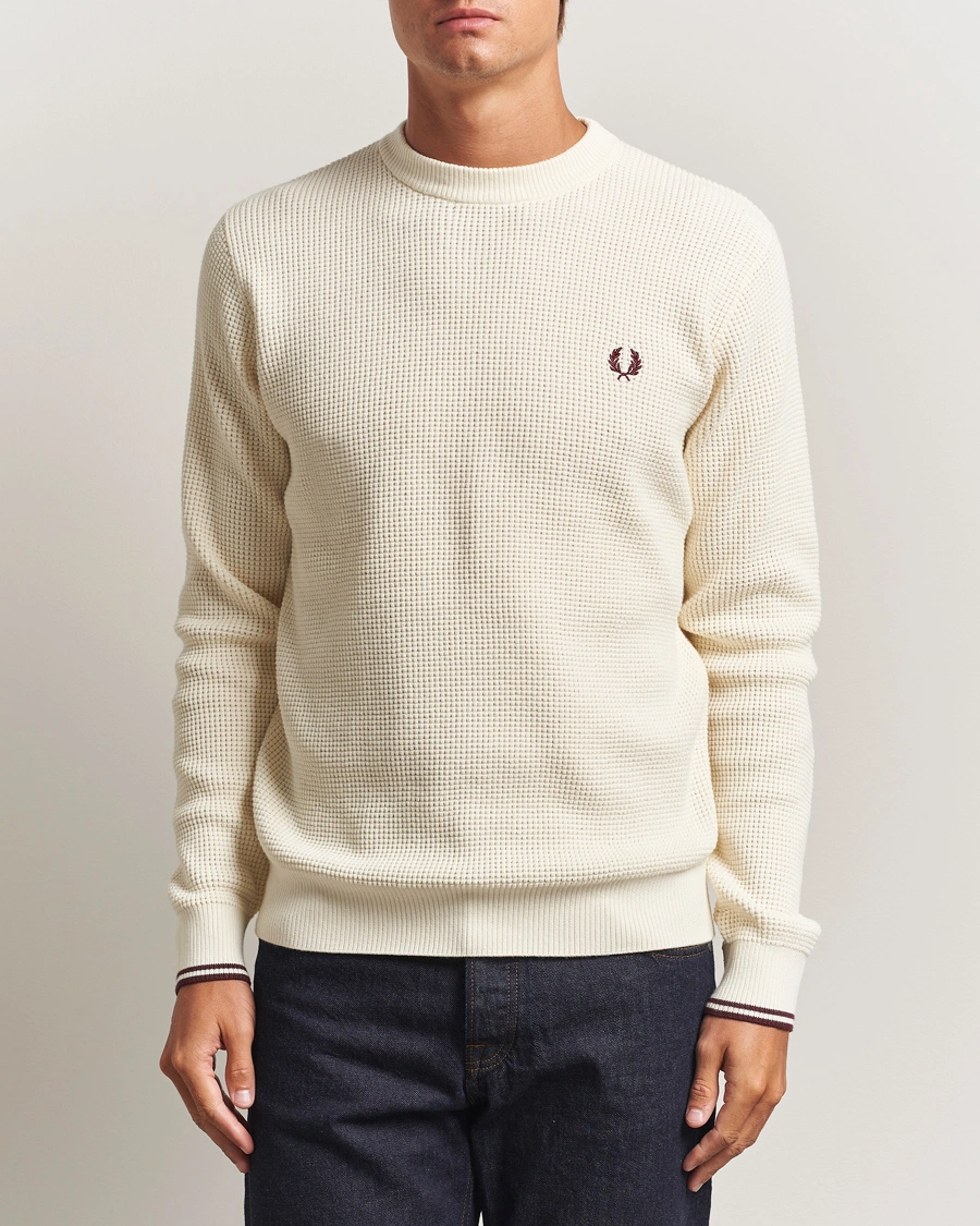 Herren | Pullover | Fred Perry | Waffle Stitch Jumper Ecru