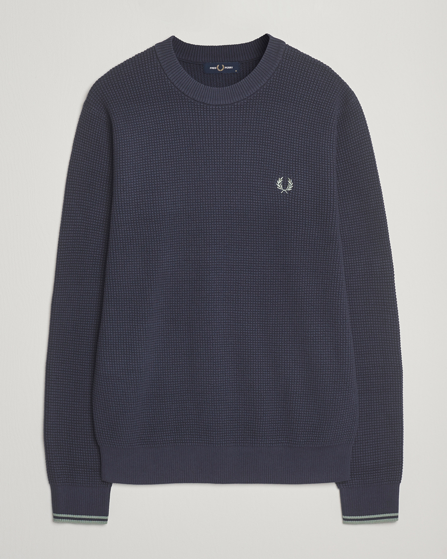 Herren | Pullover | Fred Perry | Waffle Stitch Jumper Dark Airforce