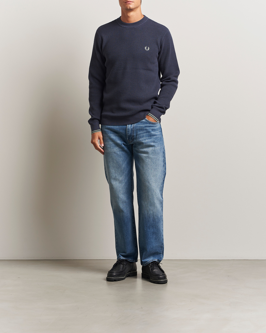 Herren | Pullover | Fred Perry | Waffle Stitch Jumper Dark Airforce