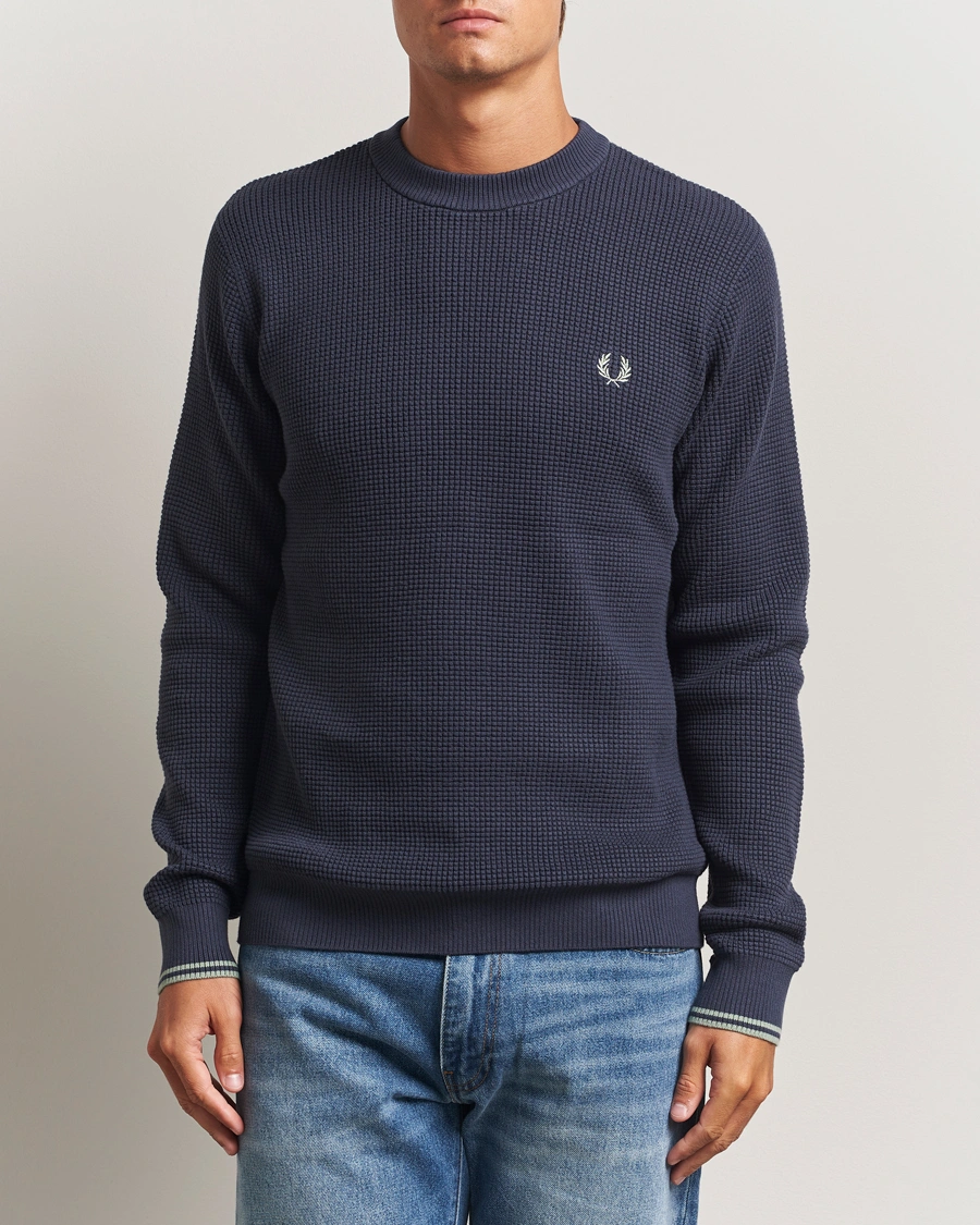 Herren | Pullover | Fred Perry | Waffle Stitch Jumper Dark Airforce