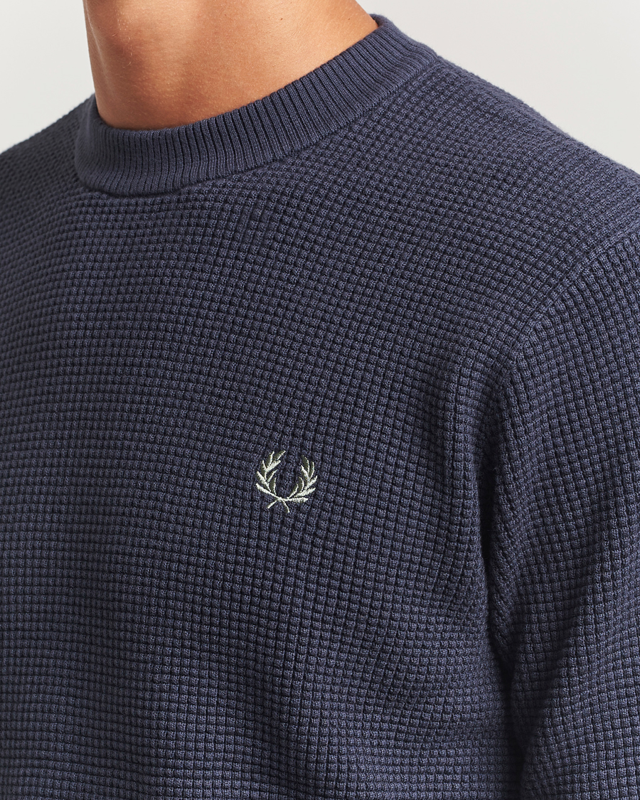 Herren | Pullover | Fred Perry | Waffle Stitch Jumper Dark Airforce