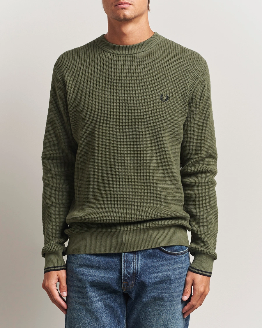 Herren | Pullover | Fred Perry | Waffle Stitch Jumper Laurel Green