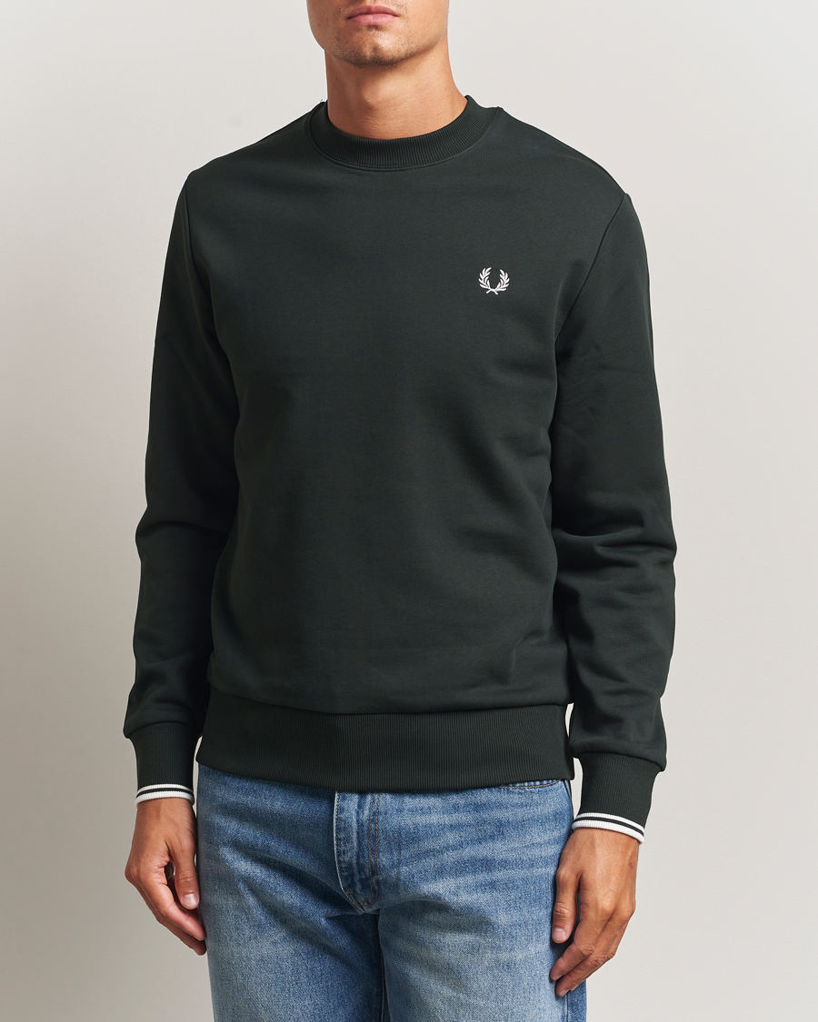 Herren | Pullover | Fred Perry | Crew Neck Sweatshirt Night Green