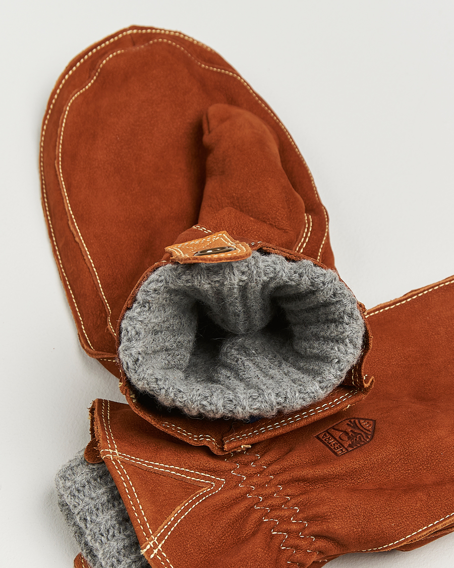 Herren | Handschuhe | Hestra | Oden Nubuck Wool Lined Mitt Cognac