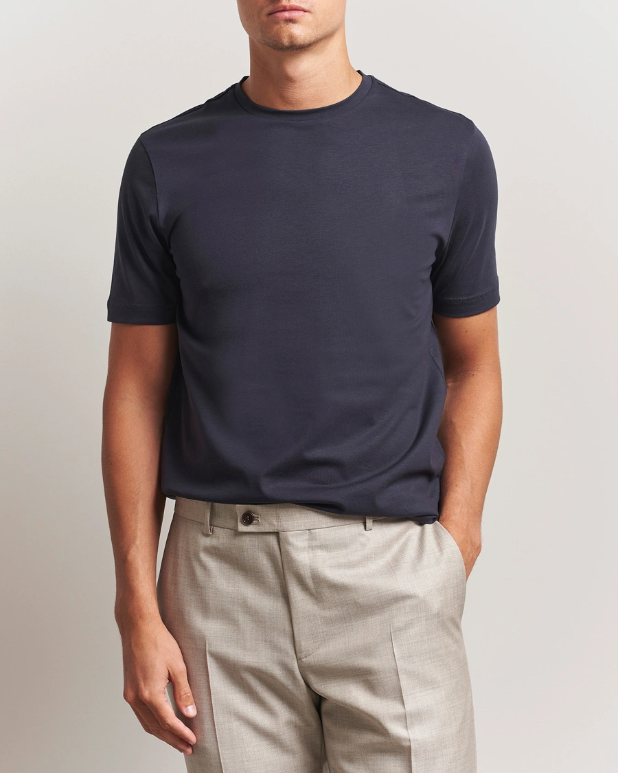 Herren | T-Shirts | Stenströms | Supima Cotton T-Shirt Navy