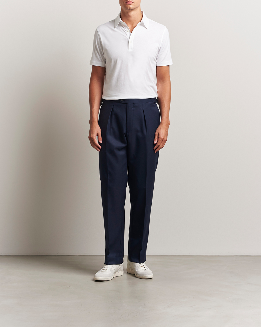 Herren | Poloshirts | Stenströms | Supima Cotton Polo Shirt White