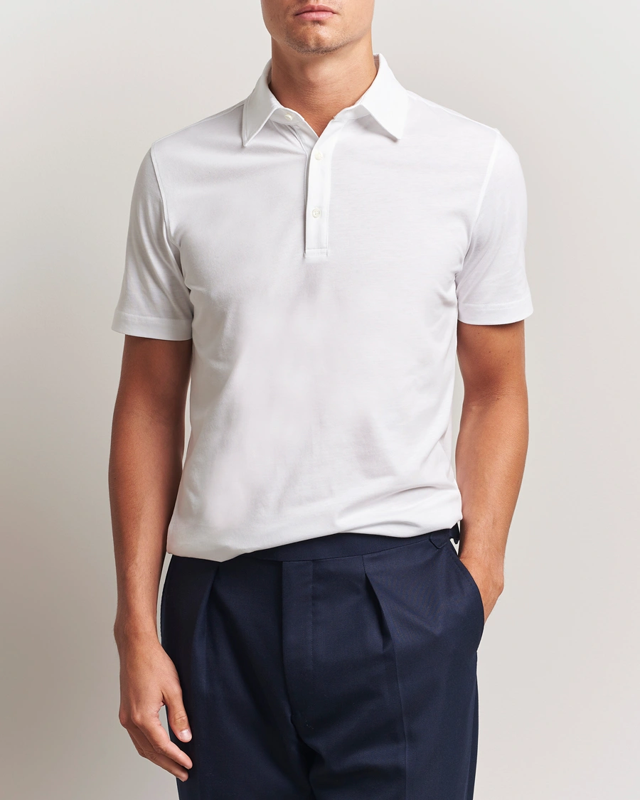 Herren | Poloshirts | Stenströms | Supima Cotton Polo Shirt White
