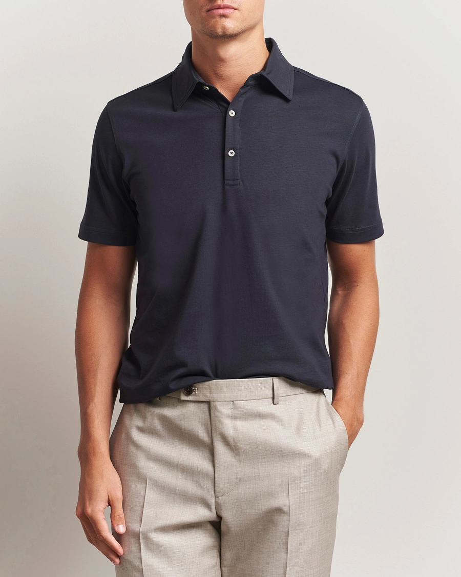 Herren | Poloshirts | Stenströms | Supima Cotton Polo Shirt Navy