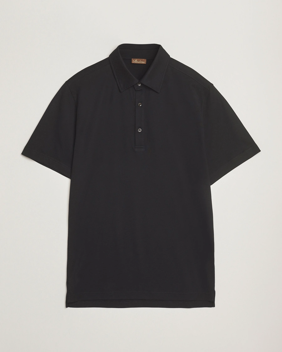 Herren | Poloshirts | Stenströms | Supima Cotton Polo Shirt Black