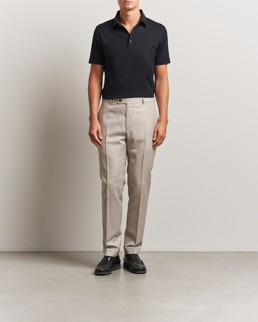 Herren | Poloshirts | Stenströms | Supima Cotton Polo Shirt Black