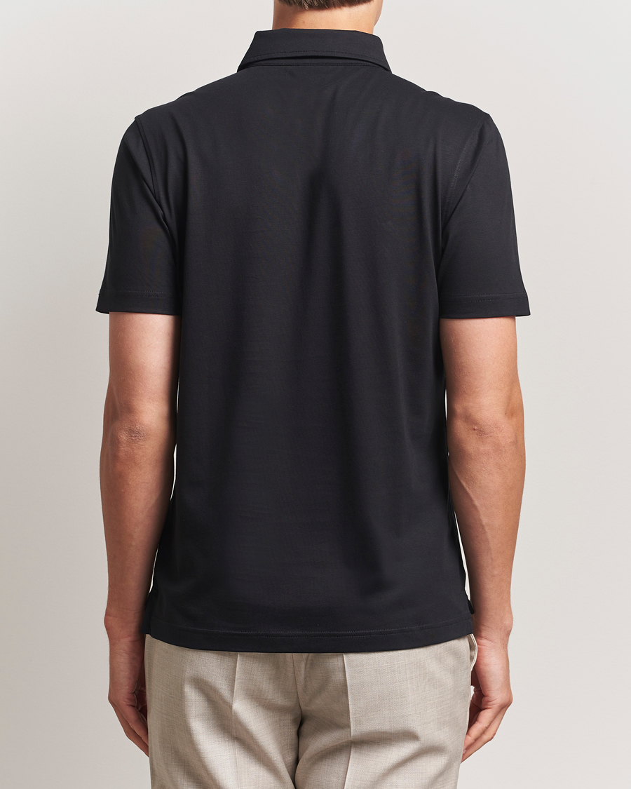 Herren | Poloshirts | Stenströms | Supima Cotton Polo Shirt Black