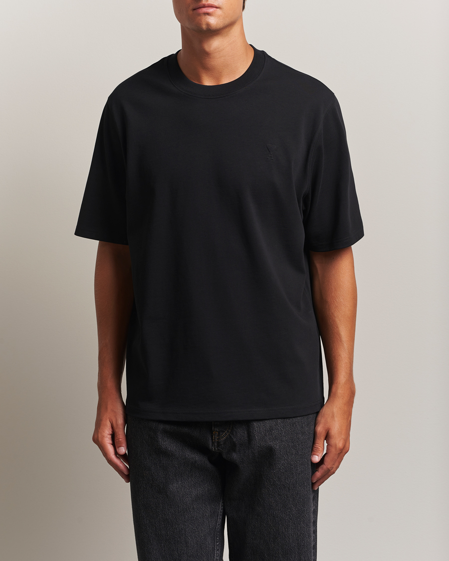 Herren | T-Shirts | AMI | Tonal Heart Logo T-Shirt Black