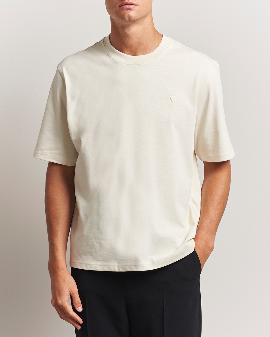 Herren | T-Shirts | AMI | Tonal Heart Logo T-Shirt Ivory
