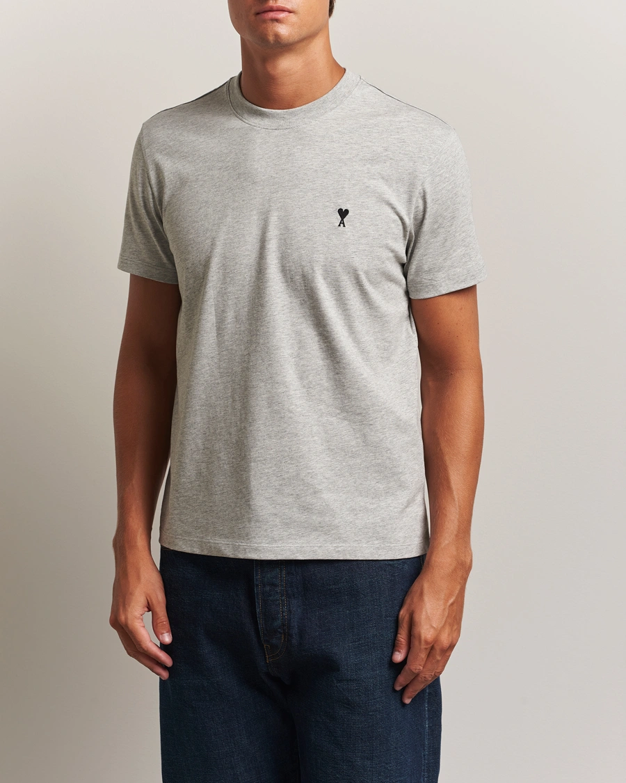 Herren | T-Shirts | AMI | Black Heart Logo T-Shirt Grey Heather
