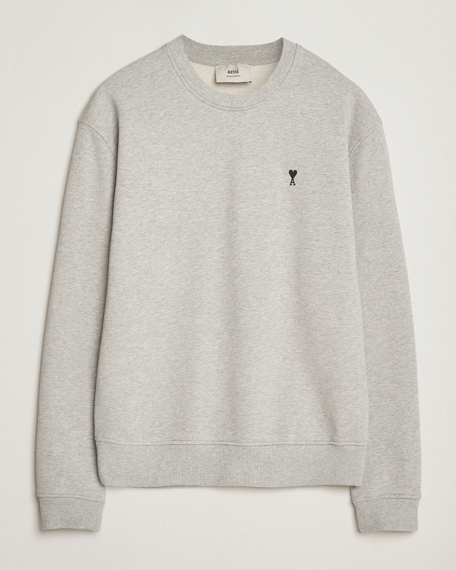 Herren | Pullover | AMI | Black Heart Logo Sweatshirt Grey Heather