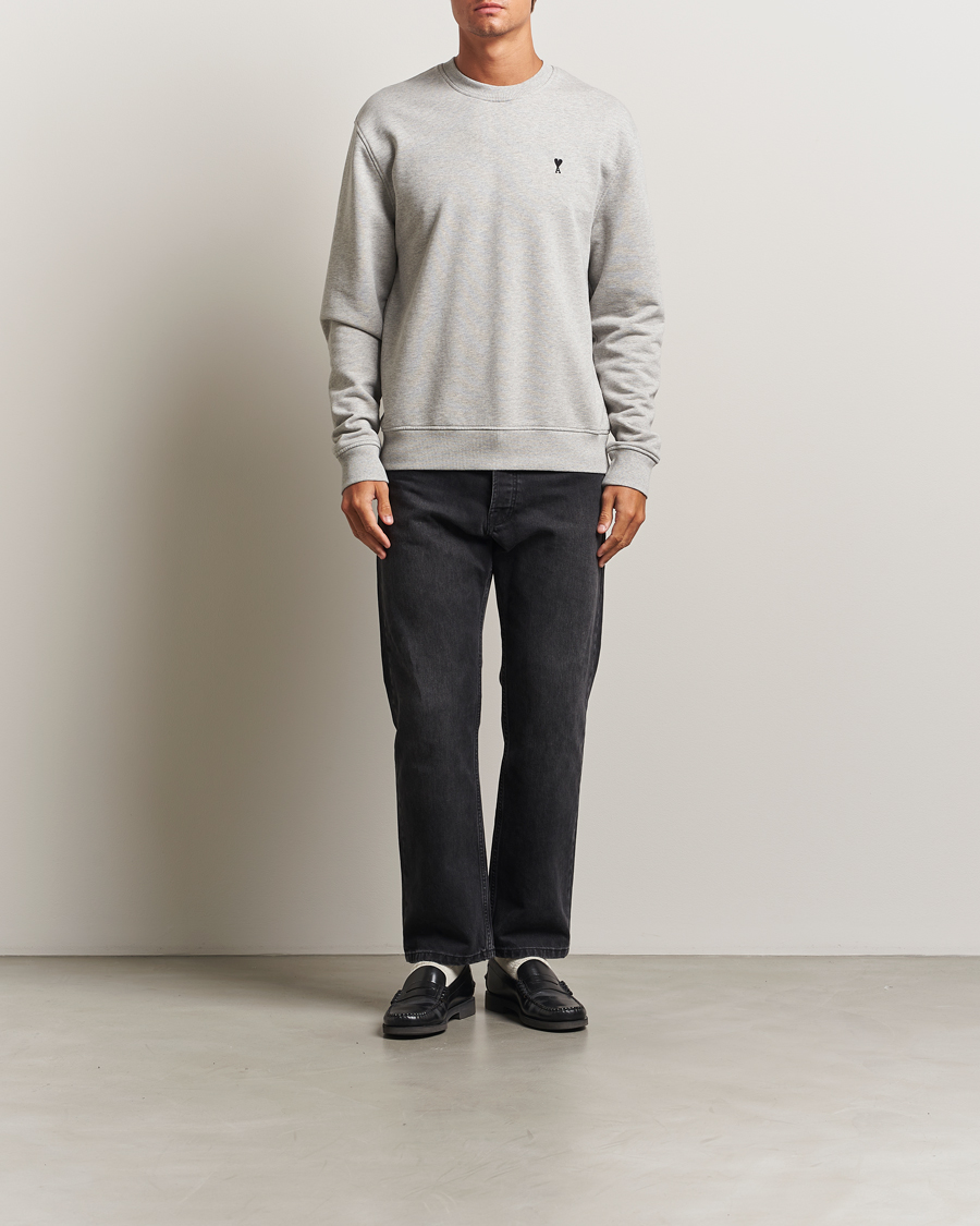Herren | Pullover | AMI | Black Heart Logo Sweatshirt Grey Heather