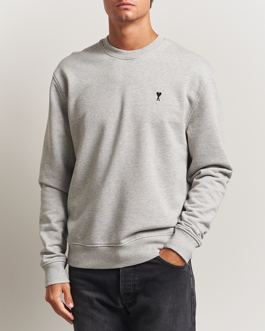 Herren | Pullover | AMI | Black Heart Logo Sweatshirt Grey Heather