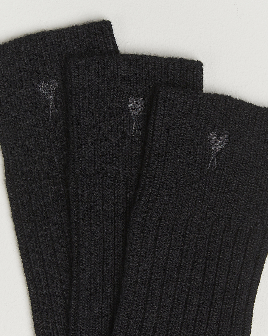 Herren | Unterwäsche | AMI | 3-Pack Heart Logo Cotton Socks Black