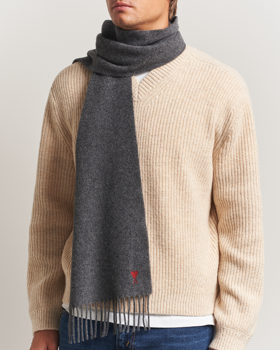 Herren | Schals | AMI | Heart Logo Scarf Dark Grey