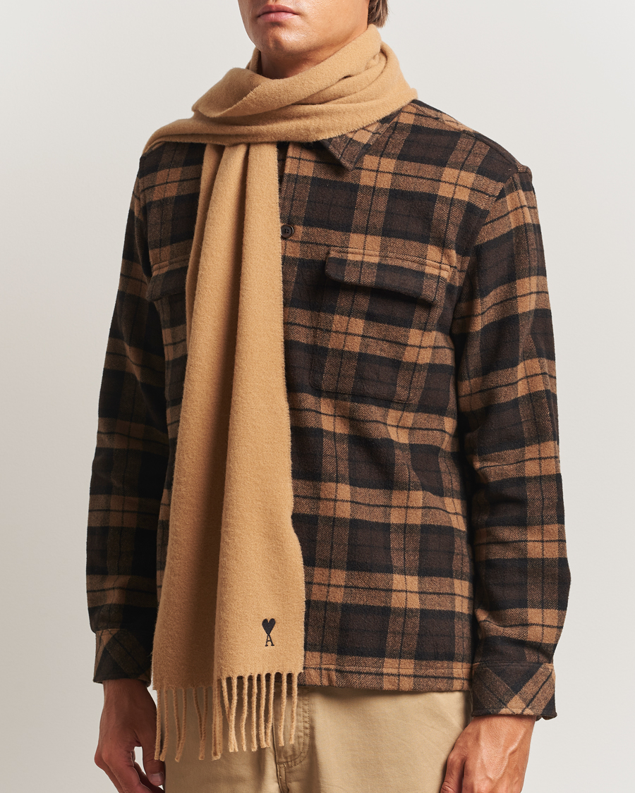Herren | Schals | AMI | Heart Logo Scarf Camel