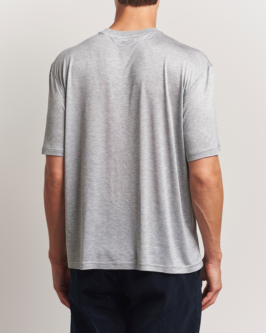 Herren | T-Shirts | AMI | Signature Logo Mercerized T-Shirt Light Grey Melange