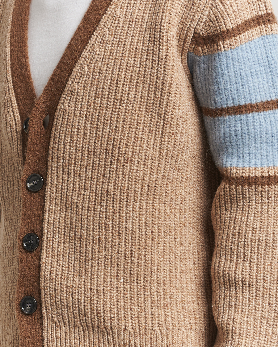 Herren | Pullover | AMI | Ribbed Wool Knitted Cardigan Camel
