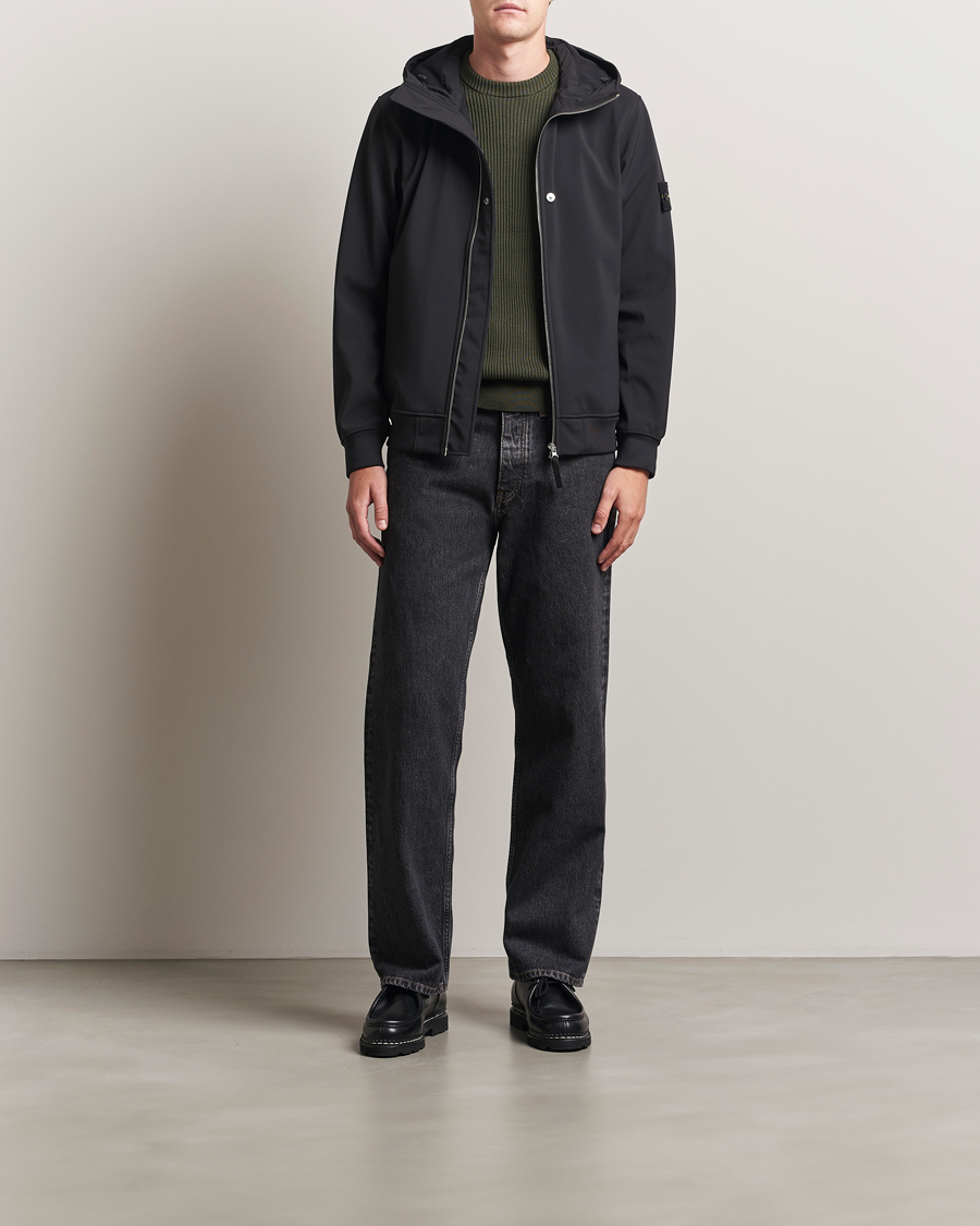 Herren | Jacken | Stone Island | Soft Shell Re-Dyed Lined Hood Jacket Black
