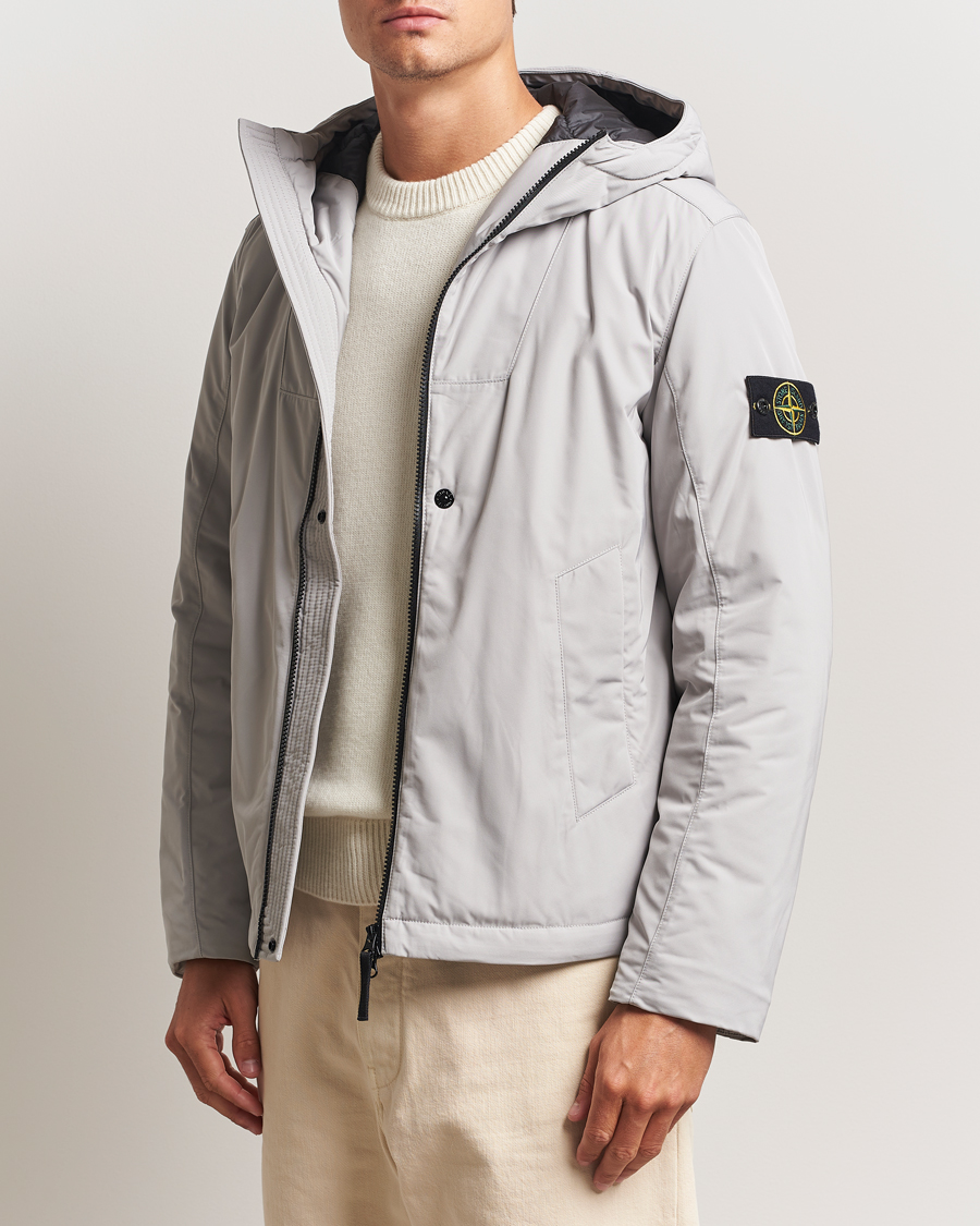 Herren | Jacken | Stone Island | Micro Twill Primaloft Padded Hood Jacket Pearl Grey