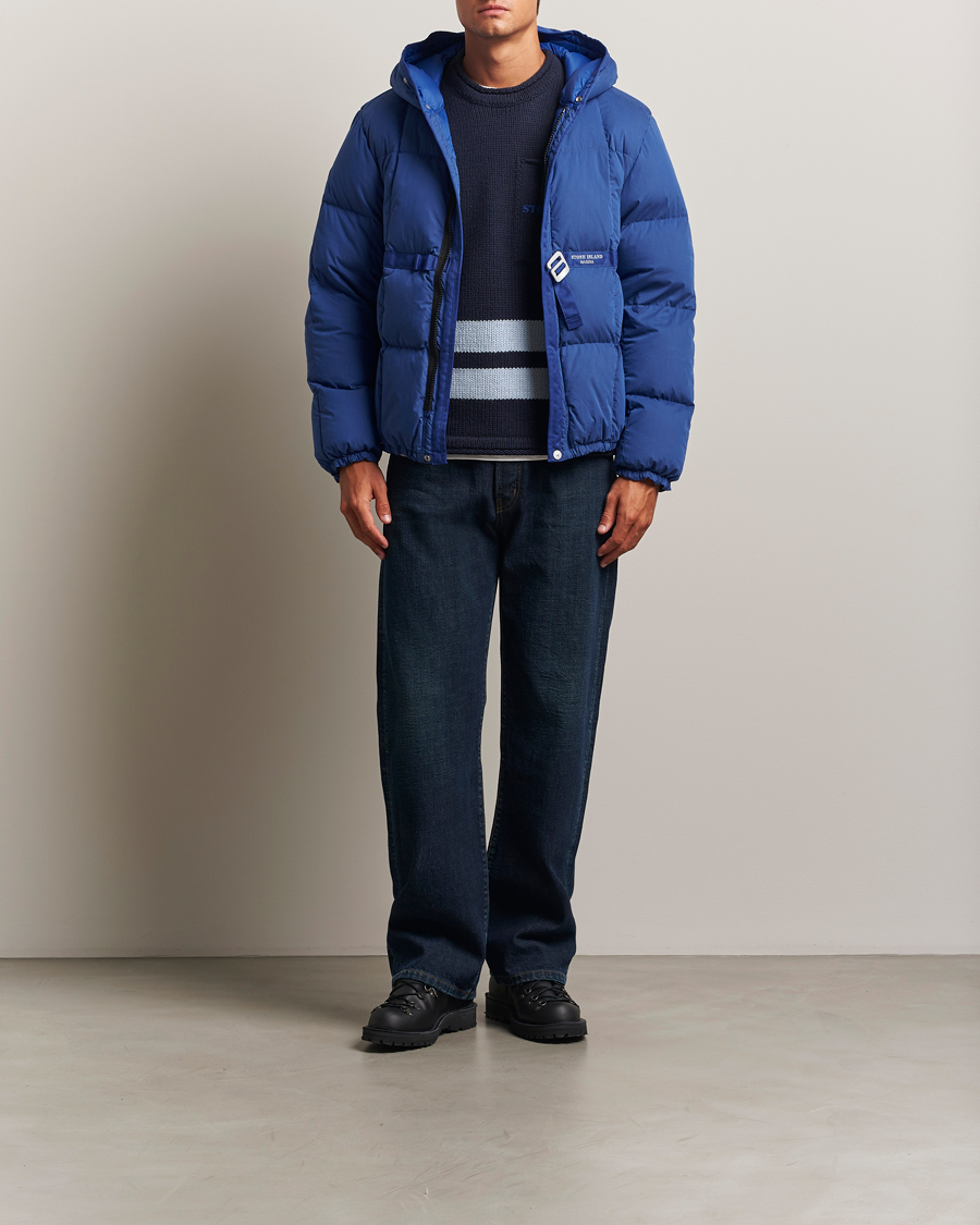 Herren | Jacken | Stone Island | Marina Cotton/Nylon Tela Down Jacket Bright Blue