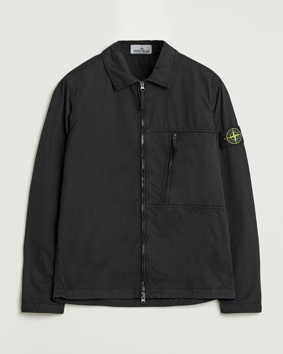 Herren | Hemden | Stone Island | Garment Dyed Supima Cotton Zip Overshirt Black