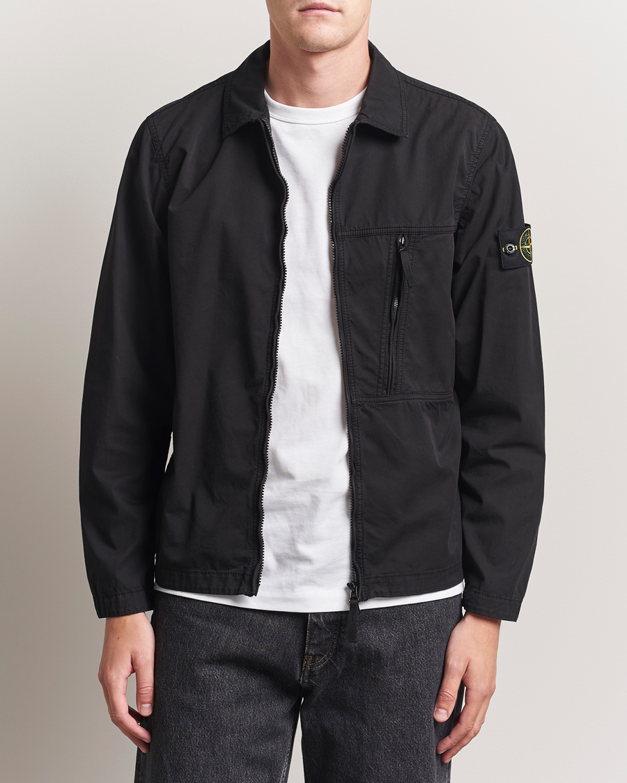 Herren | Hemden | Stone Island | Garment Dyed Supima Cotton Zip Overshirt Black