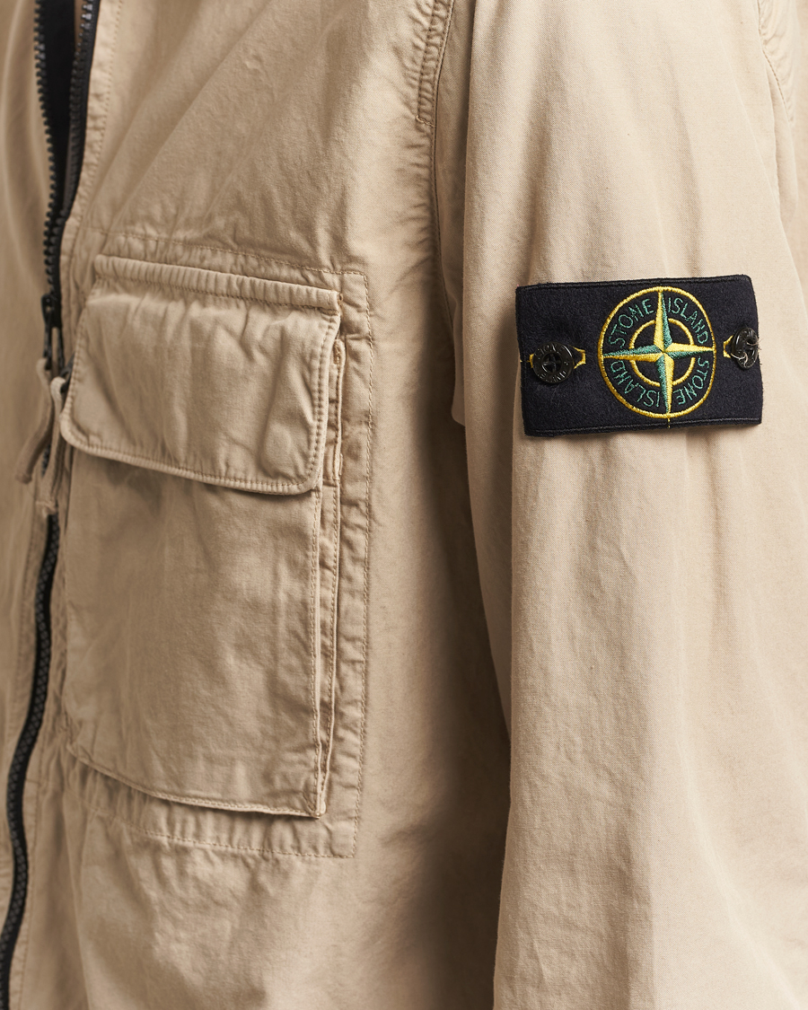 Herren | Hemden | Stone Island | Garment Dyed Organic Cotton Zip Overshirt Beige