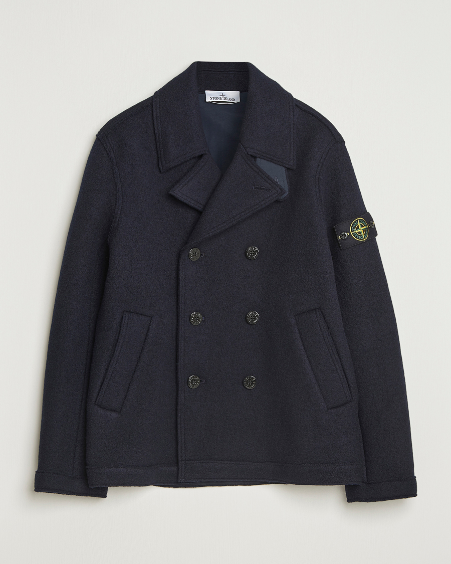 Herren | Jacken | Stone Island | Double Breasted Felted Wool Peacoat Navy