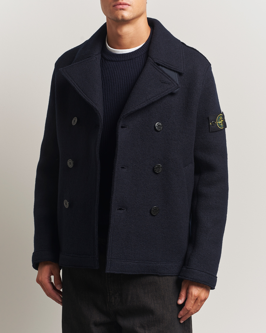 Herren | Jacken | Stone Island | Double Breasted Felted Wool Peacoat Navy