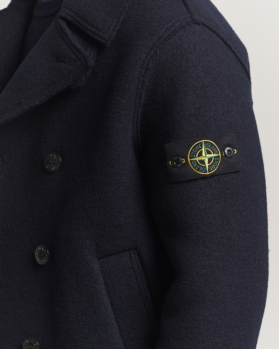 Herren | Jacken | Stone Island | Double Breasted Felted Wool Peacoat Navy