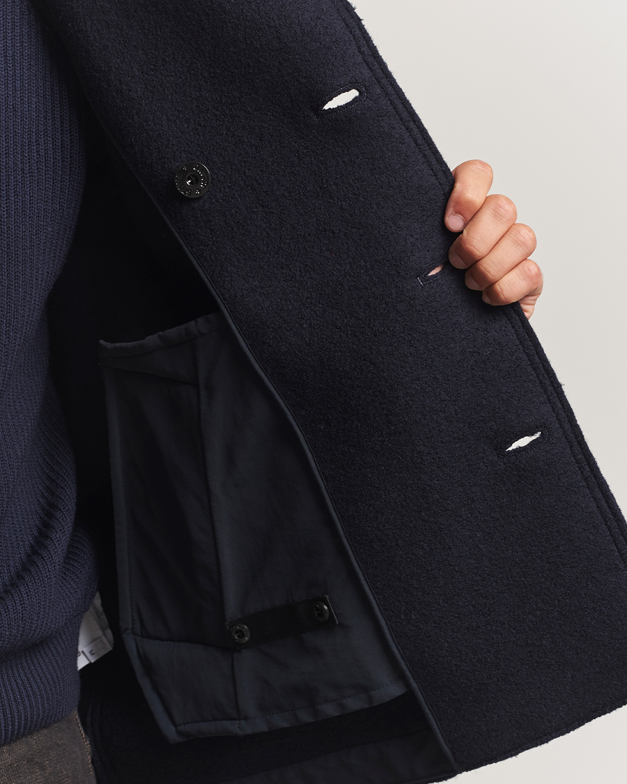 Herren | Jacken | Stone Island | Double Breasted Felted Wool Peacoat Navy
