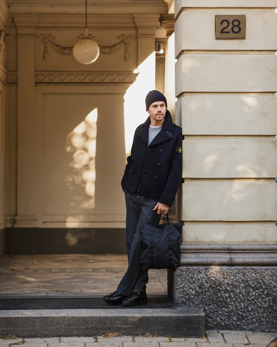 Herren | Jacken | Stone Island | Double Breasted Felted Wool Peacoat Navy