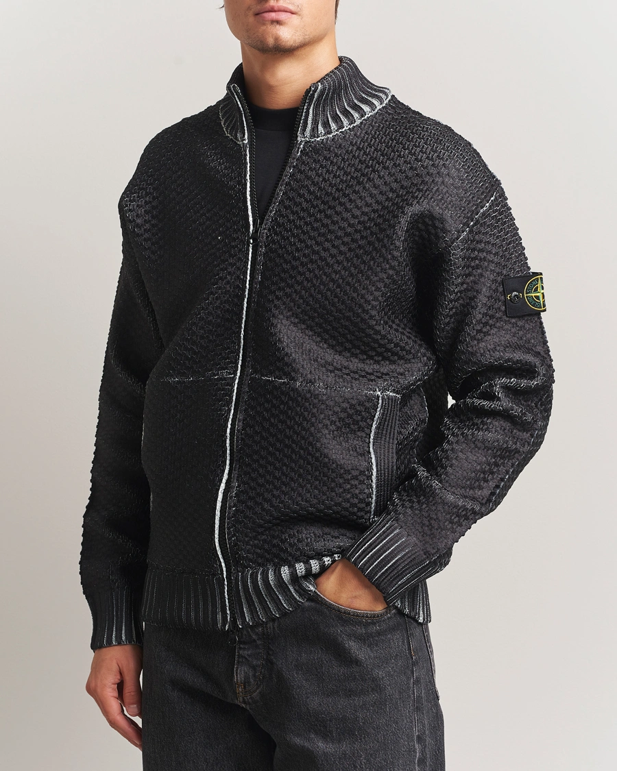 Herren | Pullover | Stone Island | Printed Heavy Zip Cardigan Pearl Grey