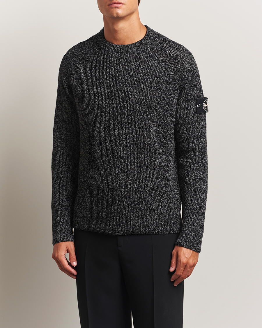 Herren | Pullover | Stone Island | Reflective Cotton Knit Crew Neck Black Melange