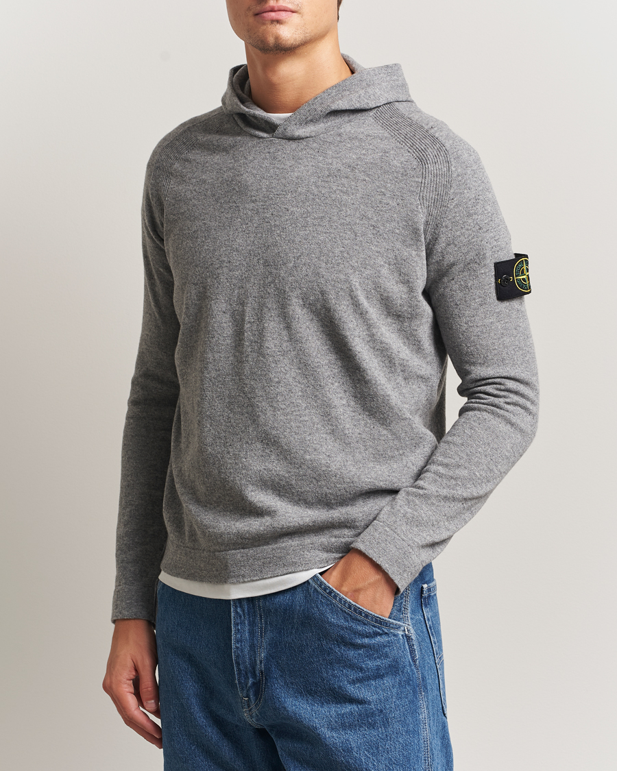 Herren | Pullover | Stone Island | Knitted Geelong Wool Hood Cement Melange
