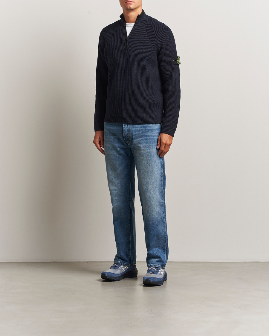 Herren | Pullover | Stone Island | Vanisé Full Rib Wool Half-Zip Navy