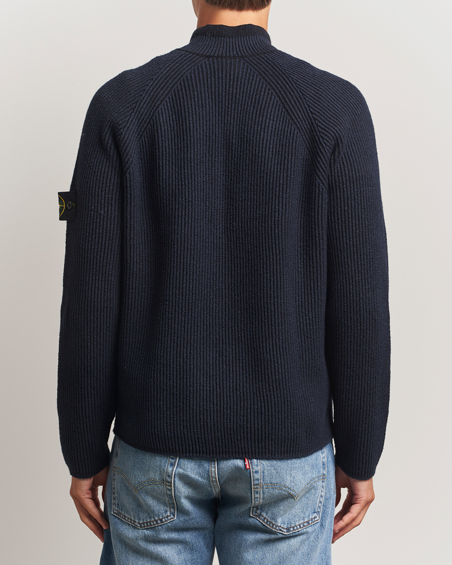 Herren | Pullover | Stone Island | Vanisé Full Rib Wool Half-Zip Navy
