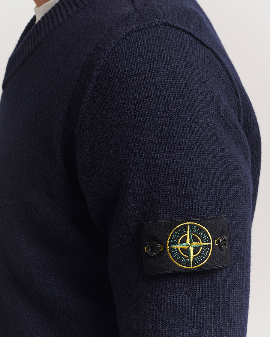 Herren | Pullover | Stone Island | Knitted Lambswool V-Neck Navy