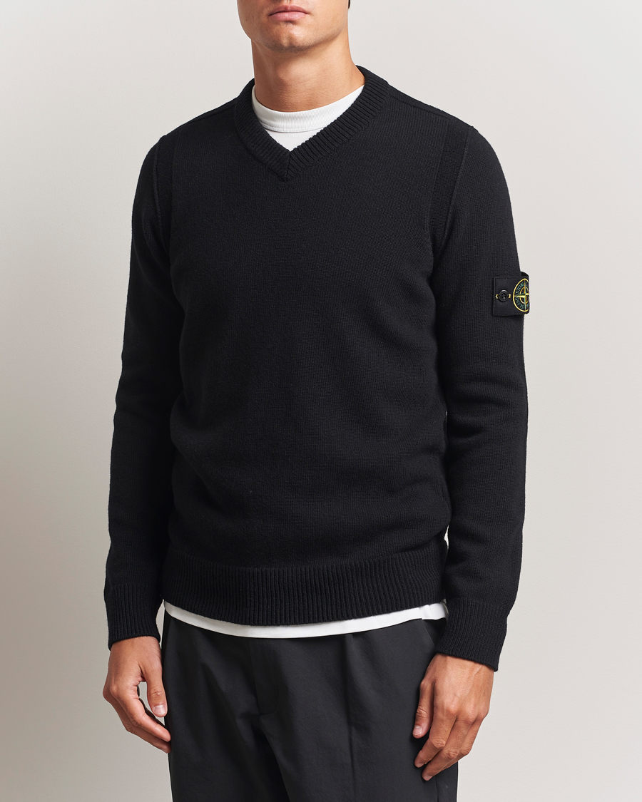 Herren | Pullover | Stone Island | Knitted Lambswool V-Neck Black