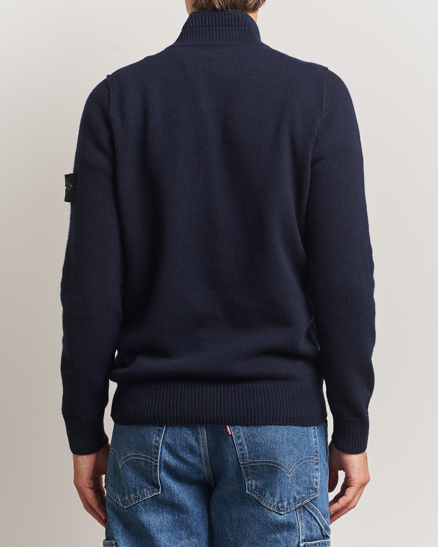 Herren | Pullover | Stone Island | Knitted Lambswool Half Button Zip Navy
