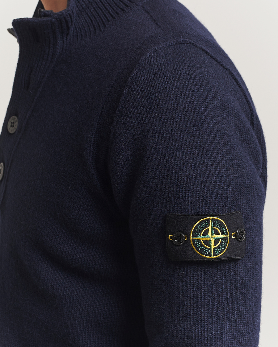 Herren | Pullover | Stone Island | Knitted Lambswool Half Button Zip Navy