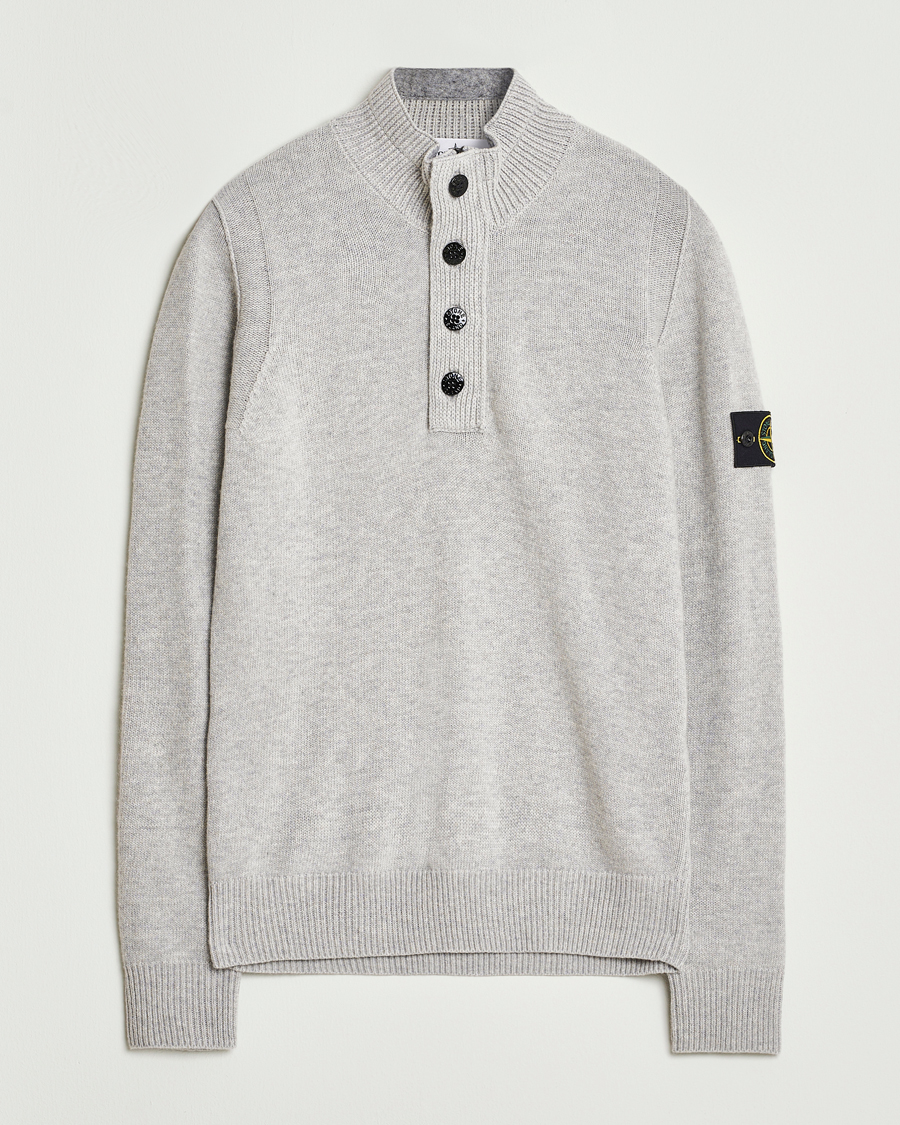 Herren | Pullover | Stone Island | Knitted Lambswool Half Button Zip Grey Melange