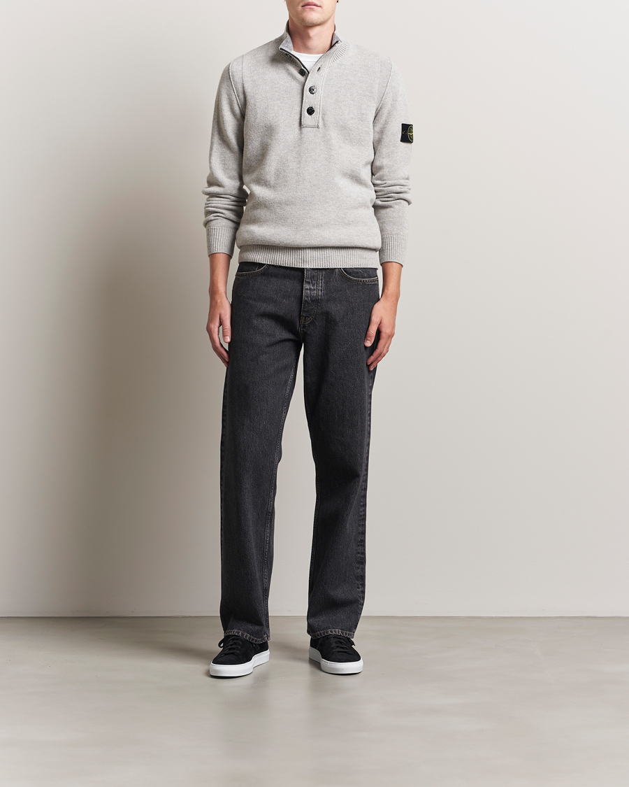 Herren | Pullover | Stone Island | Knitted Lambswool Half Button Zip Grey Melange